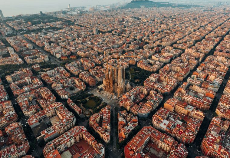 Barcelona skyline with the Sagrada Familia at dusk